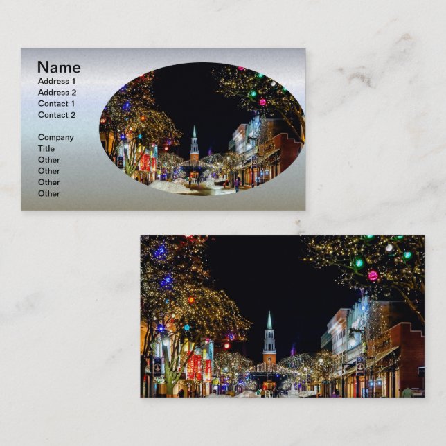 Kirche zu Weihnachten dekoriert Visitenkarte (Vorne/Hinten)