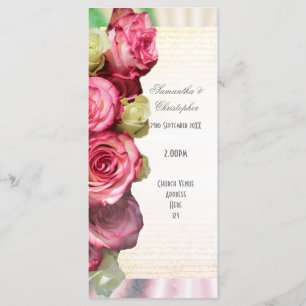 KIRCHEN-Hochzeitsprogramm der rosa Rose Blumen Programm