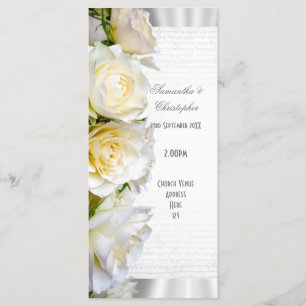 KIRCHEN-Hochzeitsprogramm der weißen Rose Blumen Programm