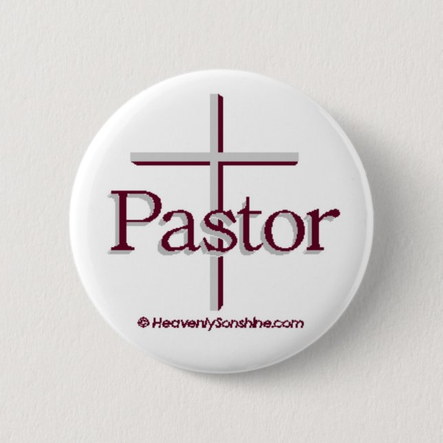 Kirchen-Pastor-Grau-Kreuz Button (Vorderseite)