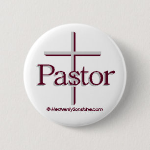 Kirchen-Pastor-Grau-Kreuz Button