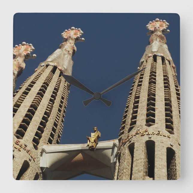 Kirchen-Quadrat-Wanduhr Barcelonas Spanien Quadratische Wanduhr (Vorderseite)