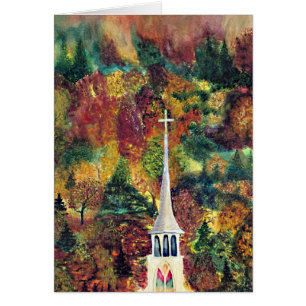 Kirchen-Quervermont-Herbst-Aquarellkunst