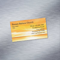 Kirchen-Sonnenuntergang-Visitenkarte-Magneten