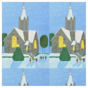 Kirchen-Weihnachtsstoff   Stoff