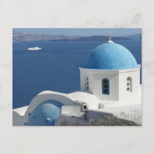 Kirchenansichten auf Santorin, Griechenland Postkarte