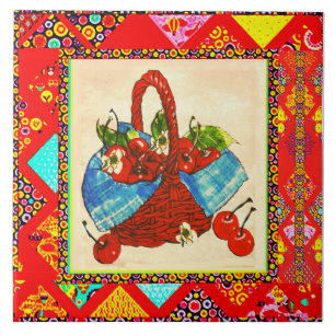 Kirchenbasen mit dekorativer roter Grenze Fliese