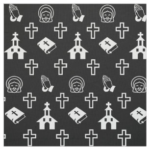 Kirchenbike Kreuz Christliches Jesus Muster Schwar Stoff