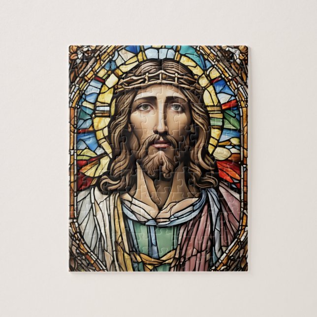 Kirchenbuntglas Jesus Puzzle (Vertikal)