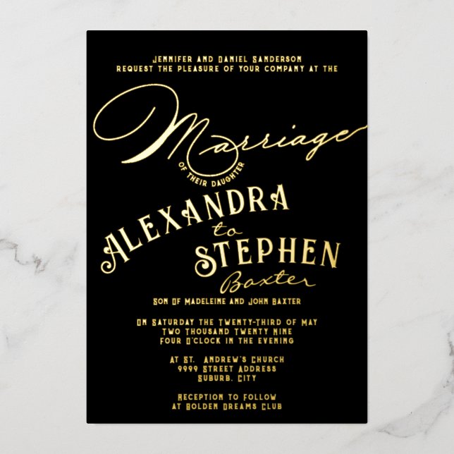 Kirchenfeier, rustikale Hochzeit Folieneinladung (Vorderseite)