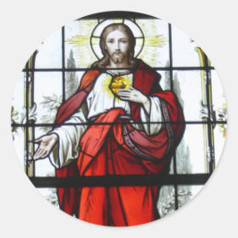 Kirchenfenster aus dem heiligen Herzen Jesu erhalt Runder Aufkleber