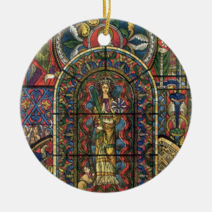 Kirchenfenster mit Buntglas, Vintage-Architektur Keramikornament