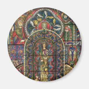 Kirchenfenster mit Buntglas, Vintage-Architektur Magnet