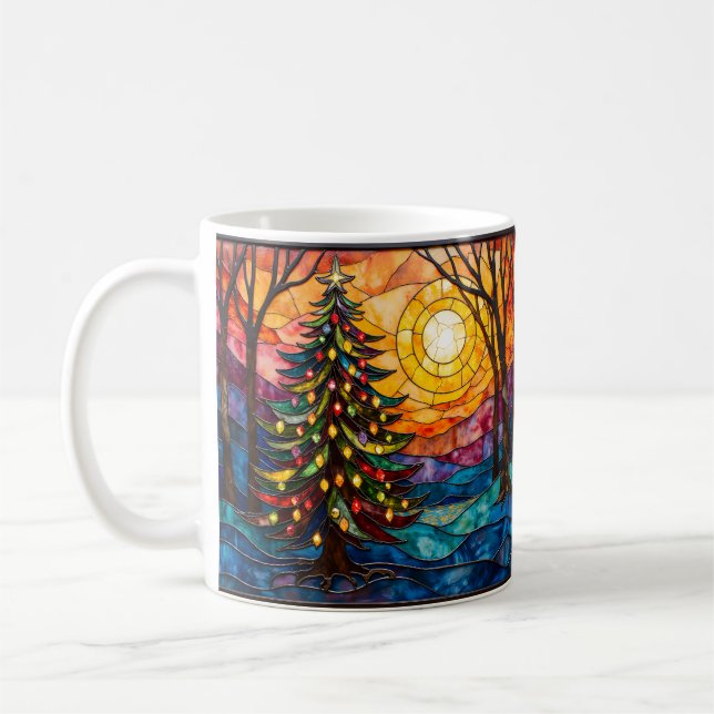 Kirchenfenster-Weihnachtsbaum mit Sonne Kaffeetasse (Links)