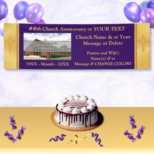 Kirchenjubiläum Banner Ihren Text, Foto, Farbe (Personalized Church Anniversary Banners. Pastor appreciation banner. Church anniversary decorations.)