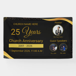 Kirchenjubiläum Elegant Schwarz und Gold Banner