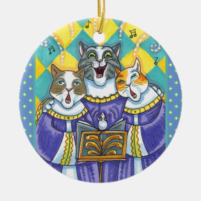 KIRCHENKATZEN UND MÄUSCHENKÖRPER KERAMIK ORNAMENT (Vorne)