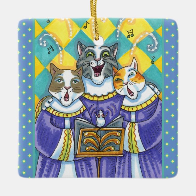 KIRCHENKATZEN UND MÄUSCHENKÖRPER KERAMIKORNAMENT (Vorderseite)