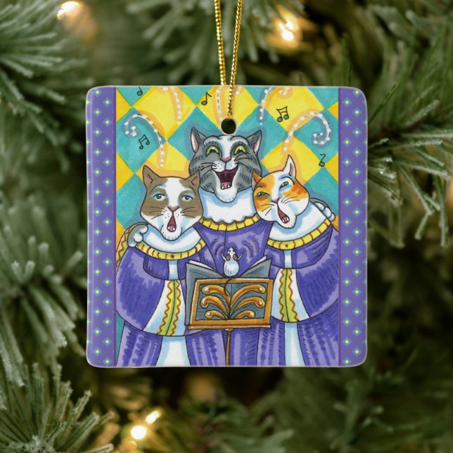 KIRCHENKATZEN UND MÄUSCHENKÖRPER KERAMIKORNAMENT (Baum)