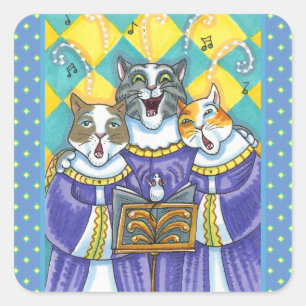KIRCHENKATZEN UND MÄUSCHENKÖRPER QUADRATISCHER AUFKLEBER