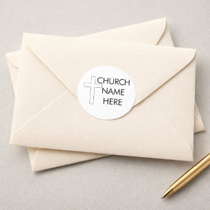 Kirchenname mit Christlichem Kreuz Runder Aufkleber