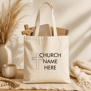 Kirchenname mit Kreuz christlich Tragetasche