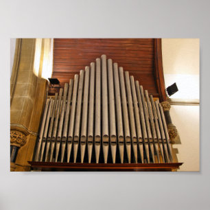 Kirchenorgelpfeifen und Holzvertäfelung Poster