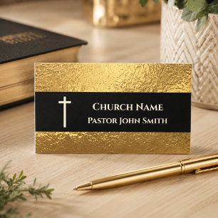 Kirchenpastor Gold Schwarz Elegant Christlich Visitenkarte