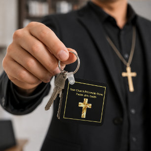 Kirchenpastor Klasse Schwarzes Kreuz Geschäft Schlüsselanhänger