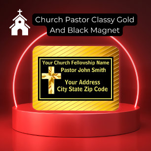 Kirchenpastor Klassisch Gold und Schwarz Magnet