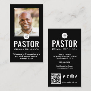 Kirchenpastor Moderne schwarze Foto-QR-Logo Visitenkarte