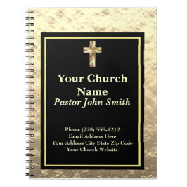 Kirchenpfarrer, klassisches Gold und Schwarzes Amt Notizblock