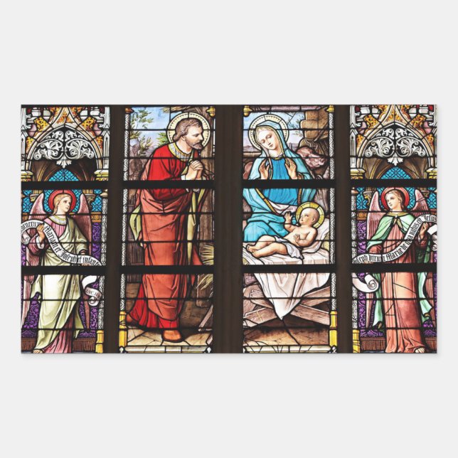 Kirchfenster Festgläser Weihnachtsaufkleber Rechteckiger Aufkleber (Vorderseite)