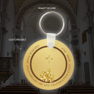 Kirchlich christliches Souvenir Goldbraun Schlüsse Schlüsselanhänger
