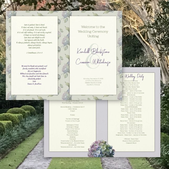 Kirchliche Hochzeitsprogramm-Vorlage mit floralem  (Von Creator hochgeladen)