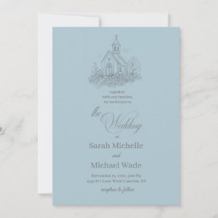 Kirchliche Kalligrafie Winter Blau Hochzeitseinlad Einladung