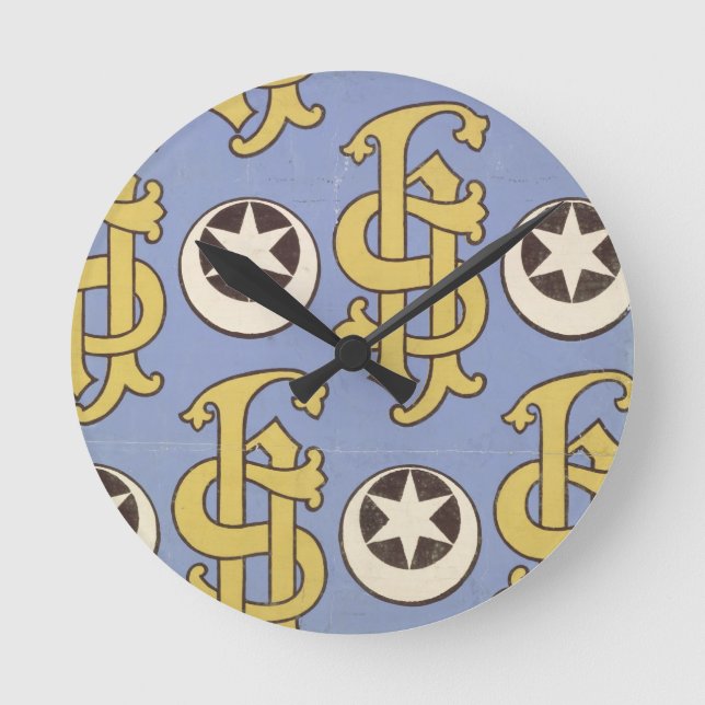 Kirchlicher Tapetenentwurf des Sternes und des Runde Wanduhr (Vorderseite)