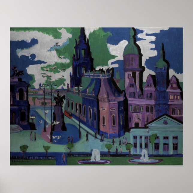 Kirchner - Aussicht auf den Dresdner Schlossplatz Poster (Vorne)