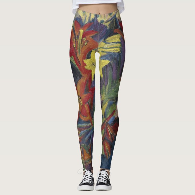 Kirchner Expressionist Lebendige Orangefarbene Lil Leggings (Vorderseite)