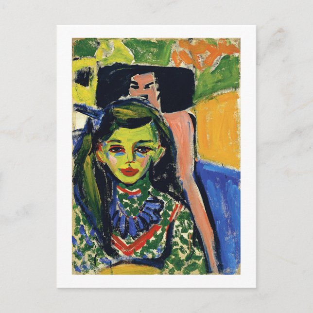 Kirchner Fränzi vor dem gekleideten Vorsitz Postkarte (Vorderseite)