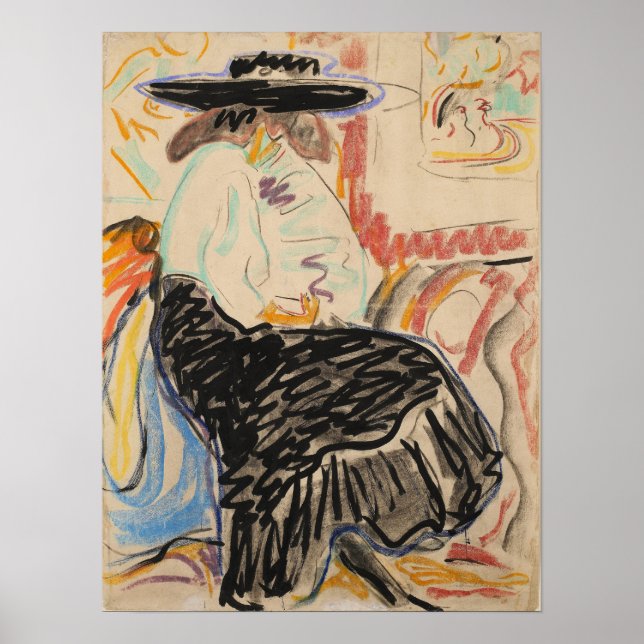 Kirchner - Frau sitzt im Studio Poster (Vorne)