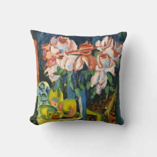 Kirchner Rosa Rosen Expressionistische Blumenkunst Kissen
