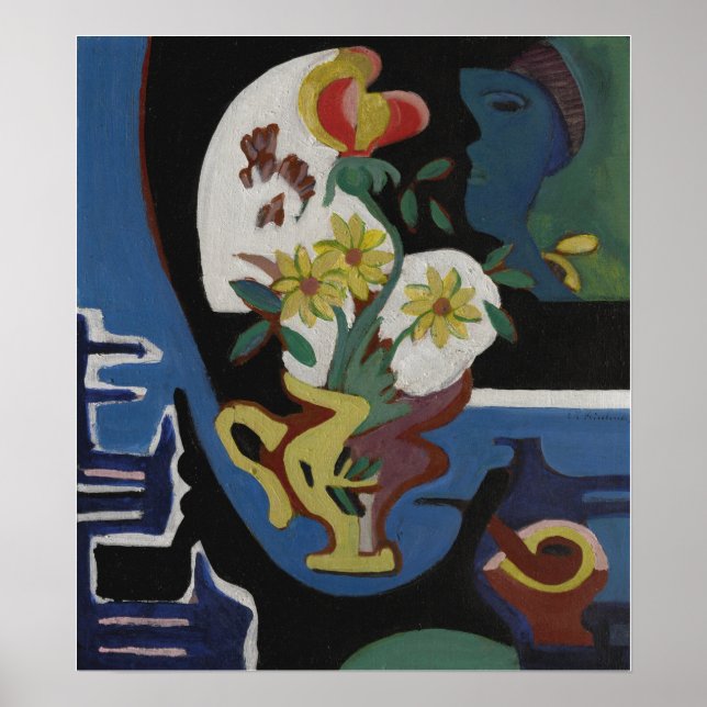 Kirchner - Stillleben mit Blume Poster (Vorne)