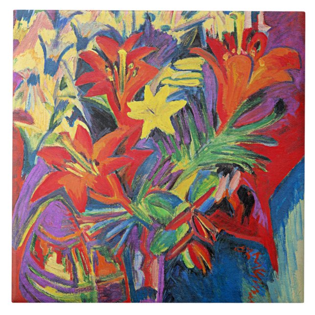 Kirchner - Stillleben mit Lilies Fliese (Vorderseite)