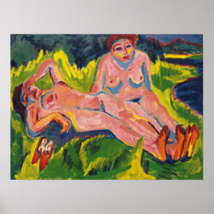 Kirchner - Two Pink Figures At The Lake Poster