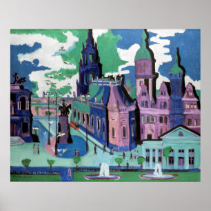 Kirchners Ansicht von Dresden Schlossplatz Poster