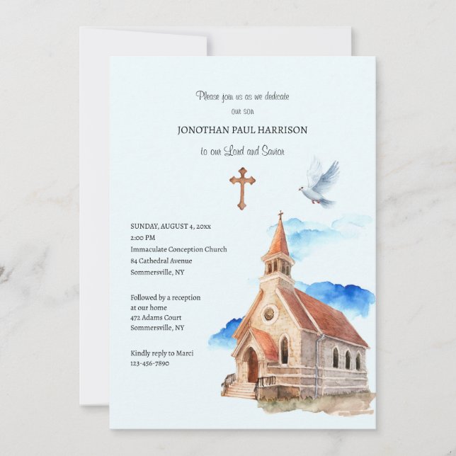 Kirchturm Priesterweihe  Einladung (Vorderseite)