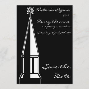 Kirchturm Save the Date Einladung Schwarz