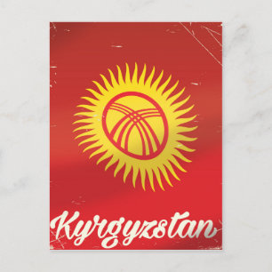 Kirgisistan Flag Vintage Reiseplakat Postkarte