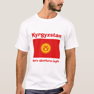Kirgisistan-Flagge + Karte + Text-T - Shirt